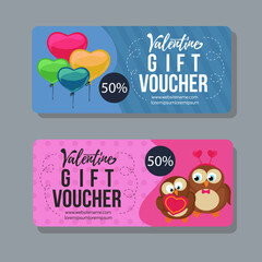 valentine gift voucher template with heart shape