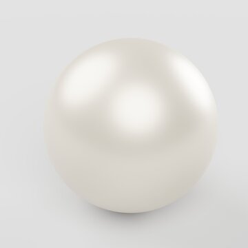 Single pink pearl isolated on white background. 3D render.