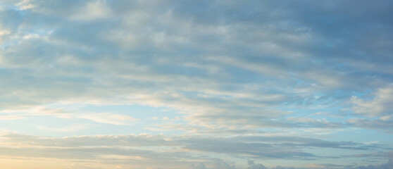 Landscape panorama. Sky with clouds.  Gorgeous rural scene. Large open space.