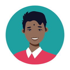 man avatar, portrait of a young indian man in flat style