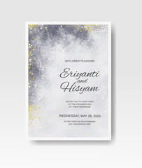 Wedding invitation with abstract splash watercolor