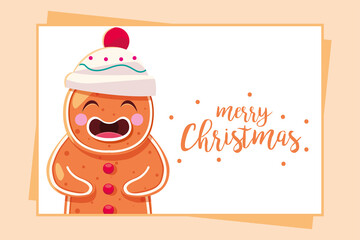 merry christmas gingerbread in card vector design