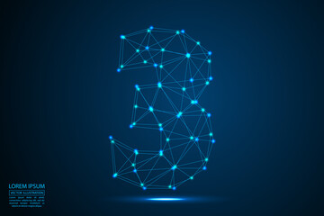 Abstract number three, figure 3, consisting of triangles, circles, spots of decay, stars. Vector eps 10.