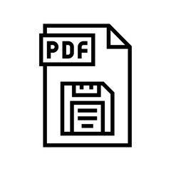 save pdf file line icon vector. save pdf file sign. isolated contour symbol black illustration