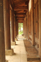Wooden pillars of Hanok in Chun Cheon, South Korea