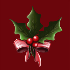 Сhristmas background with holly berries.