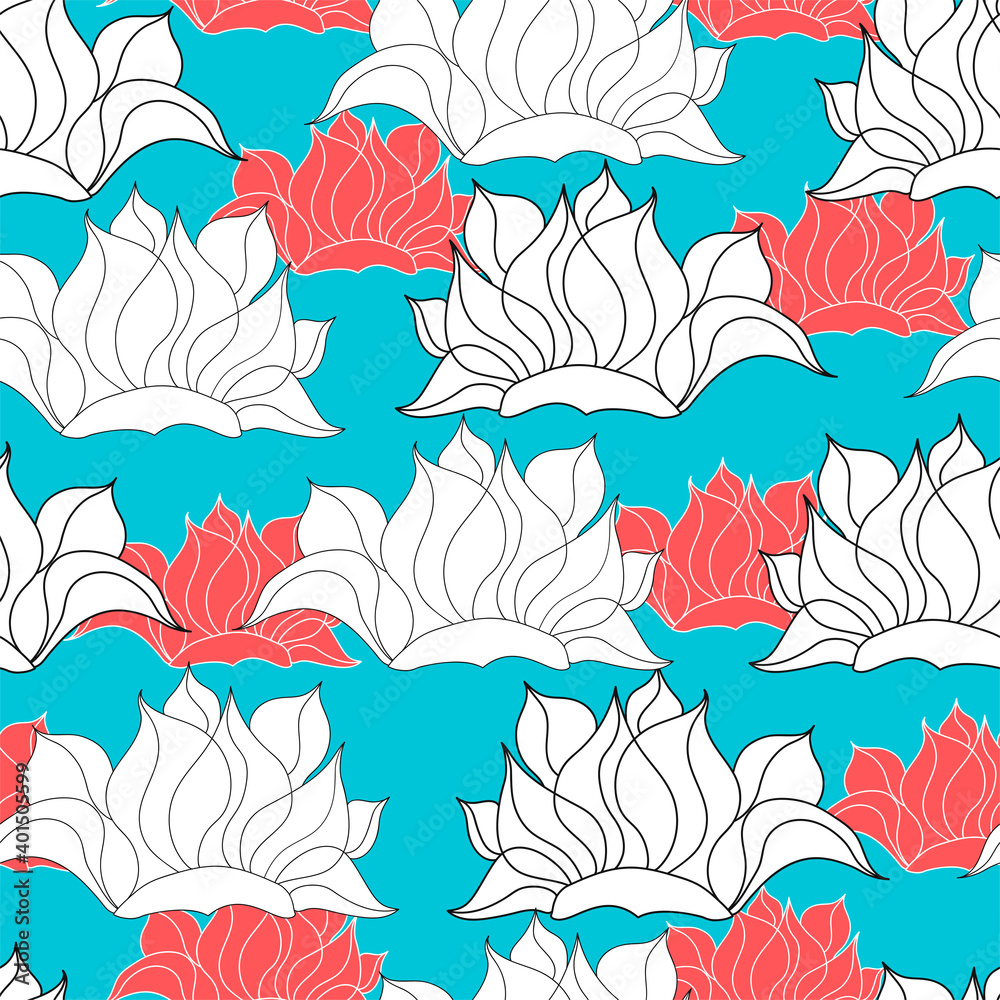 Canvas Prints Seamless pattern with flowers. Hand drawn floral background. Artwork for textiles, fabrics, souvenirs, packaging and greeting cards.