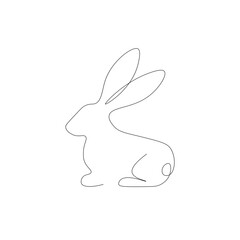 Easter bunny animal line drawing, vector illustration