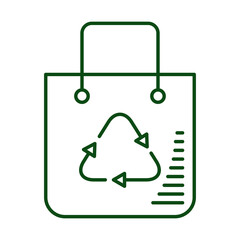 recycle arrows in shopping bag ecology line icon