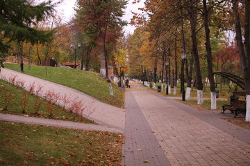 Fototapeta na wymiar Embankment of the city of Samara late autumn