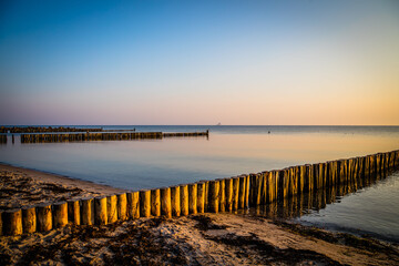 Sunrise at the beach of Hohwacht at the Baltic Sea coast in Schleswig-Holstein, Germany