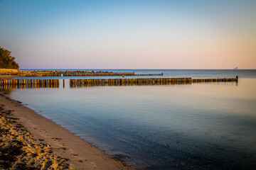 Fototapeta na wymiar Sunrise at the beach of Hohwacht at the Baltic Sea coast in Schleswig-Holstein, Germany