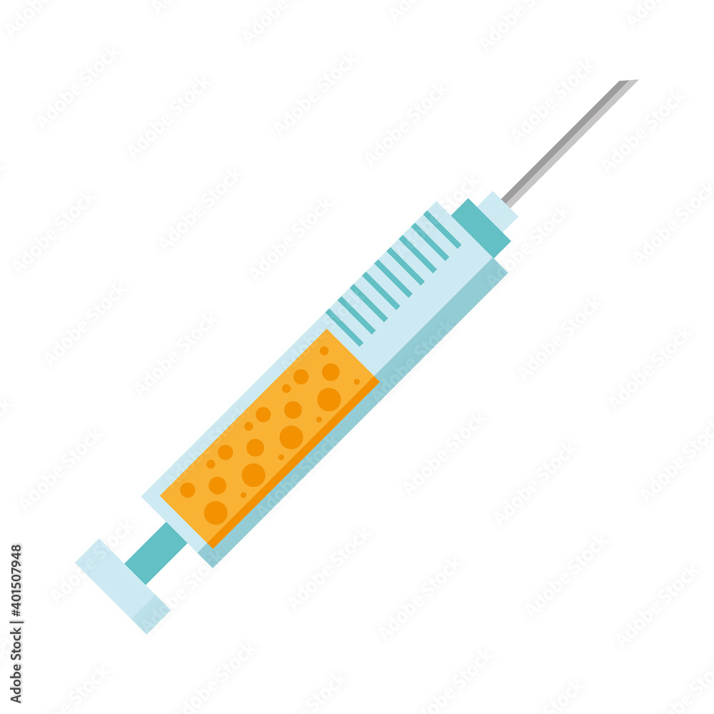 Sticker vaccine syringe injection isolated icon