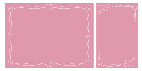 Valentine concept. Heart decorative frames for design, Cards, letters and invitations. Heart Frame illustration. Vector illustration. ハートフレームイラスト、ハートフレームデザイン、バレンタインカード、バレンタインデー