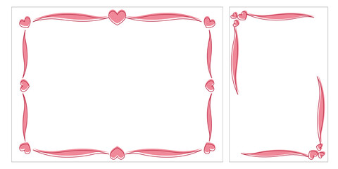 Valentine concept. Heart decorative frames for design, Cards, letters and invitations. Heart Frame illustration. Vector illustration. ハートフレームイラスト、ハートフレームデザイン、バレンタインカード、バレンタインデー