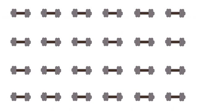 Seamless dumbbells and kettlebell pattern on white  4k video.