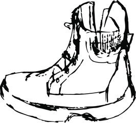 Drawing shoes. Boot. Warm winter shoes.