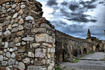 Fototapeta na wymiar Vista de los principales monumentos de Grecia. Pueblo de Lepanto, donde luchó Miguel de Cervantes Saavedra.