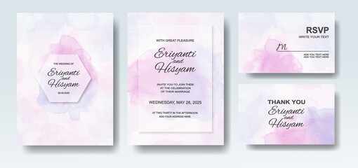 Fototapeta na wymiar Wedding invitation with abstract splash watercolor