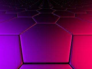 Colorful hexagon blocks shine glossy abstract background