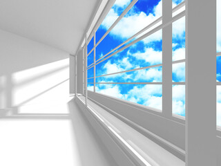 Obraz premium Empty white architecture with sky view