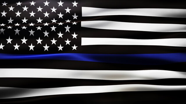 An American flag symbolic of support for law enforcement,usa flag 3d rendering