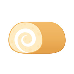 Swiss roll cake on white background. Swiss roll cake vector.