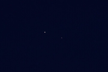 Jupiter and Saturn photographed in one frame during astronomical conjunction in December 2020.