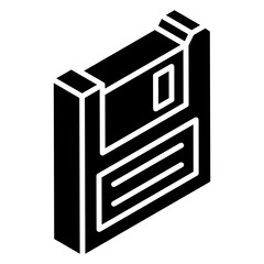 
Glyph isometric icon of floppy disk, data storage device
