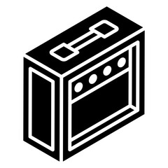 
Amplifier, audio box icon of glyph isometric style 
