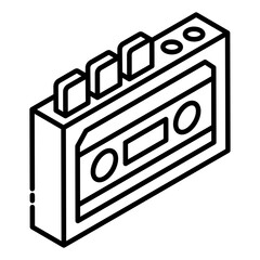 
Vintage radio with antenna, glyph isometric icon style 
