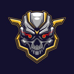 Skull head logo gaming. Devil head face esport twitch avatar. Character mascot design