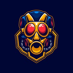 Diver head with helmet logo gaming. Character mask twitch avatar. Game mascot design