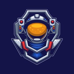 Astronaut head with mask logo gaming. Spaceman face esport twitch avatar. Character mascot design