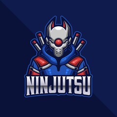 Furutistic ninja esport logo gaming. Gamer icon avatar vector illustration © MightyFire