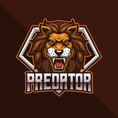 Lion head esport logo gaming. Gamer icon avatar vector illustration © MightyFire