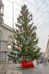 Christmas Tree at San Marco Square in Venice Italy