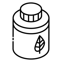 
Leaf on bottle denoting herbal medicine icon
