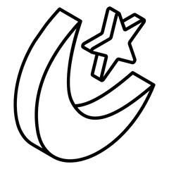 
Moon with star denoting concept of night time icon

