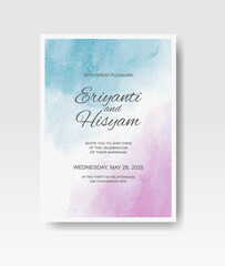 Wedding invitation with abstract splash watercolor