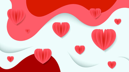 Valentine's Day Paper Cut Bckground Illustration Vector.