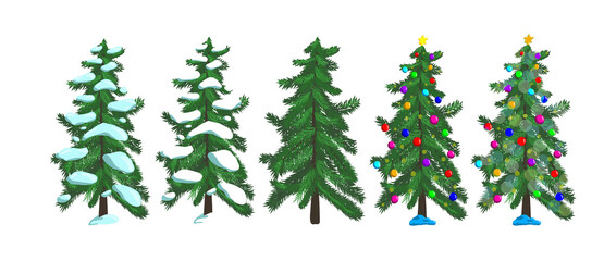 A set of Christmas trees. Vector