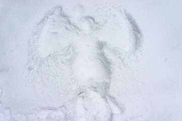 Snow angel made in fresh white snow