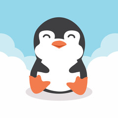 Cute Penguin fat cartoon vector