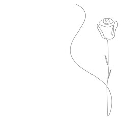 Rose flower silhouette line drawing, vector illustration