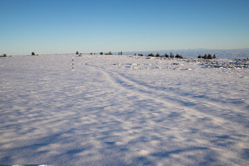 beautiful landscape with fresh snow winter background banner