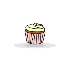 sweet cupcake with cream vector cartoon