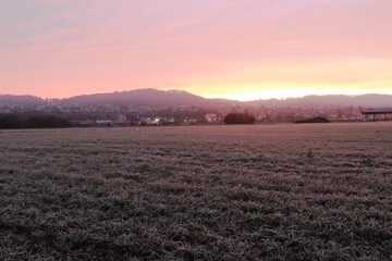 kalter Sonnenaufgang Weinheim Waid