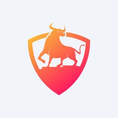 Bull and Shield Logo Design Premium