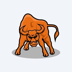 Fototapeta premium Angry Bull Vector Design Template